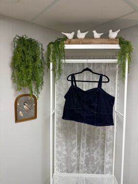 Torrid Cropped Denim Corset Top | Dark Wash |Size 4